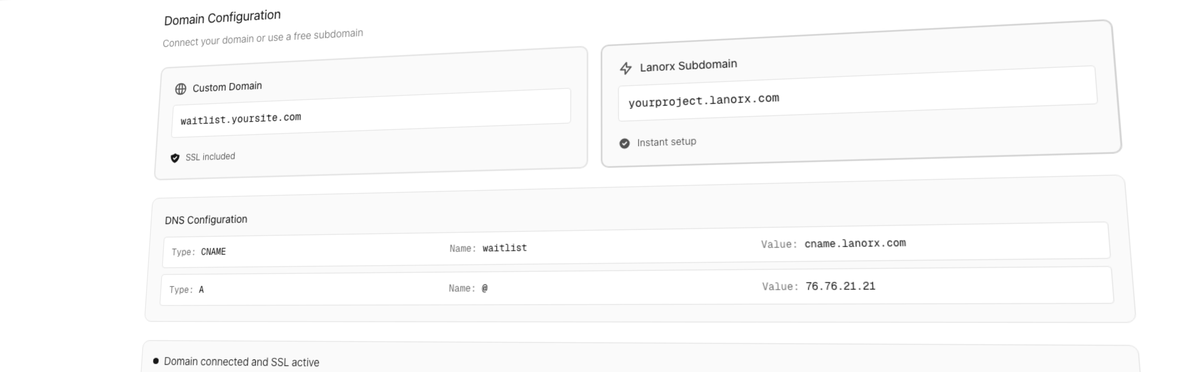 Domain Configuration Interface